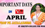 Important Days April Month 2021 | Prof PK Jayalakshmi,St Joseph’s College | Visakhapatnam