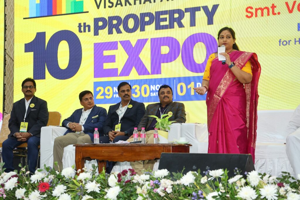 Vizag Vision : Home Minister Vangalapudi Anita highlighted CREDAI's crucial role in helping middle and lower-middle-class families achieve homeownership during her speech at the 10th CREDAI Property Expo valedictory ceremony. She emphasized that the government backs these efforts through initiatives like the single-window system for faster plan approvals. Additionally, the government’s measures to tackle illegal mining and implement a free sand policy have significantly benefited the construction sector. Addressing concerns over land encroachment, Minister Anita assured that a dedicated cell, supported by the police, has been established to tackle these issues effectively.Echoing the similar sentiments, Pendurthi MLA Panchakarla RameshBabu also praised CREDAI's contribution to the nation's growth andacknowledged the state government's proactive policies in restoringnormalcy for the builders' community.Highlighting measures to enhance the ease of doing business, heshared, “We’ve introduced a single-window system for streamlined,time-bound approvals. This initiative not only simplifies businessprocesses but accelerates growth and investment in the region”.CREDAI Visakhapatnam Chairman, KSRK Raju (Sai), President V.Dharmender, and Honorary Secretary V. Sreenu expressed theirsatisfaction with the impressive response, commenting, 